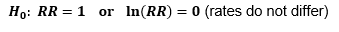 H0:  RR = 1 or ln(RR) = 0